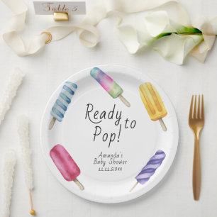 Watercolor Popsicle Baby shower Paper Plate