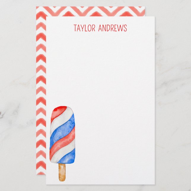 Watercolor Popsicle Personalised Stationery (Front/Back)
