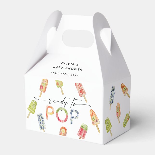 Watercolor Popsicle Ready to Pop Baby Shower Favour Box (Front Side)
