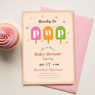Watercolor Popsicle Ready to Pop Baby Shower Invitation