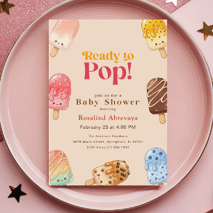 Watercolor Popsicle Ready to Pop Baby Shower Invitation