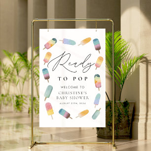 Watercolor Popsicle Ready to Pop Baby Shower Poster