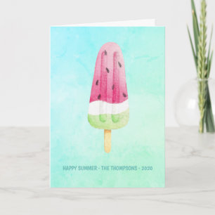 Watercolor Popsicle Summer Family Photo Greeting Holiday Card