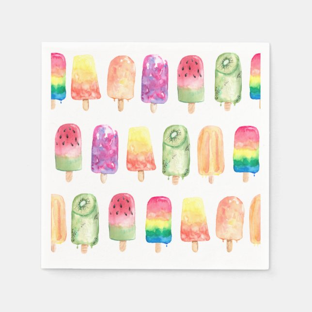 Watercolor Popsicles Napkin (Front)
