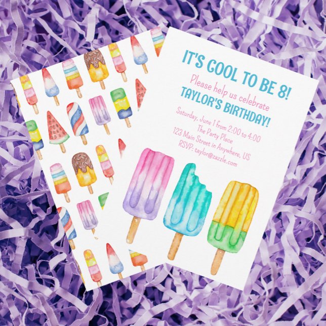 Watercolor Popsicles Party Invitations (Creator Uploaded)