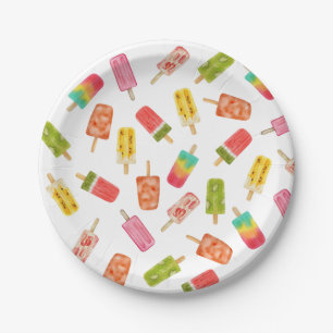 Watercolor Popsicles Summer birthday party Paper Plate
