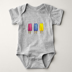 Watercolor Popsicles Twin Pop Pops Ice Lollies Baby Bodysuit
