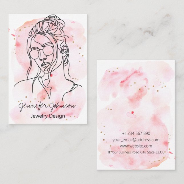 Watercolor Portrait Business Card (Front/Back)