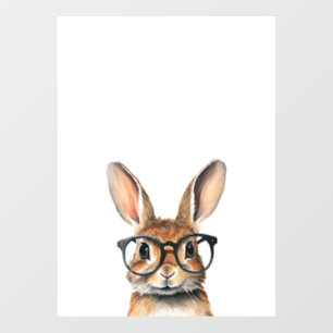 Watercolor Portrait Cute Rabbit With Glasses