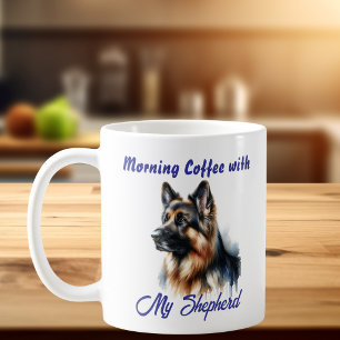 Watercolor Portrait German Shepherd Personalise Coffee Mug