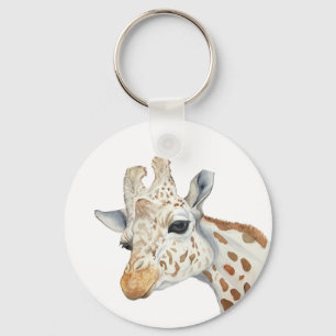 Watercolor portrait of a giraffe key ring