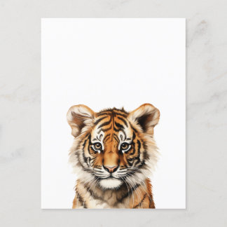 Watercolor Portrait of a Little Tiger Postcard