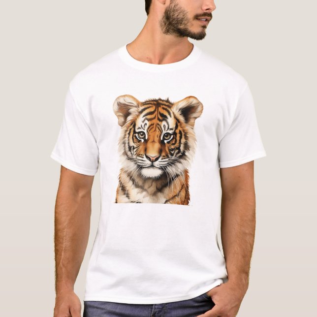 Watercolor Portrait of a Little Tiger T-Shirt (Front)