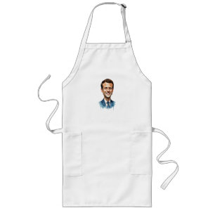 Watercolor Portrait of Emmanuel Macron – Elegant F Long Apron