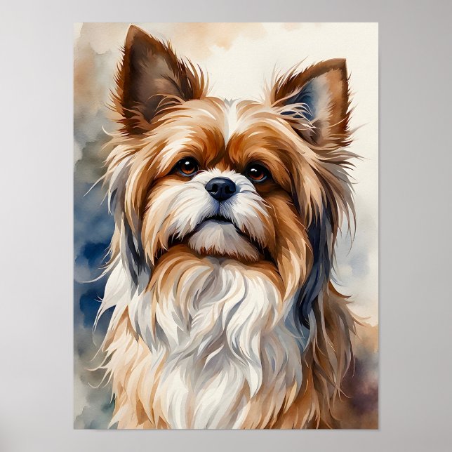 Watercolor Portrait Pose Sweet Shih Tzu Dog Poster (Front)