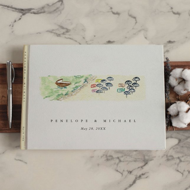 Watercolor Positano Amalfi Coast Italy Wedding Guest Book (Watercolor Positano Amalfi Coast Italy Wedding Guest Book)