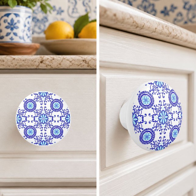 Watercolor Positano Amalfi Tile Design  Ceramic Knob (Creator Uploaded)