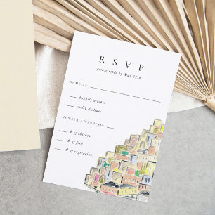 Watercolor Positano Italy Destination Wedding  RSVP Card
