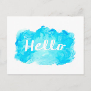 Watercolor postcard - teal, turquoise, blue