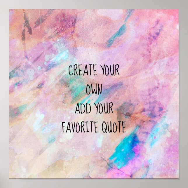 watercolor poster create your own quote wall art (Front)