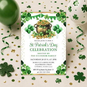 Watercolor Pot of Gold St Patrick's Day Invitation