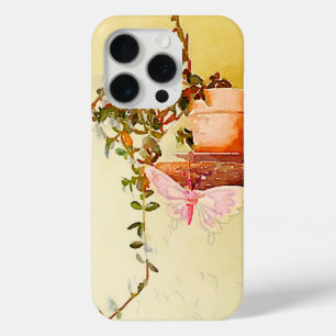 Watercolor Potted Plant and Butterfly iPhone 15 Pro Case