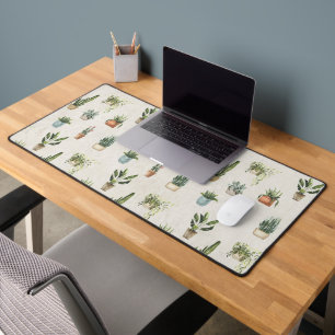 Watercolor Potted Plants Design Desk Mat