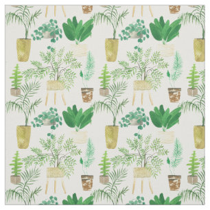 Watercolor Potted Plants Fabric
