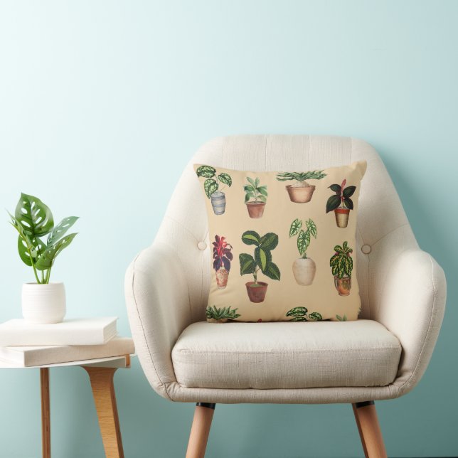 Watercolor Potted Plants Terracotta Pots Pattern  Cushion (Chair)