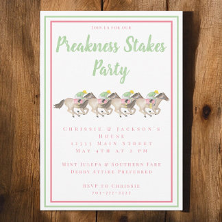 Watercolor Preakness Stakes Party Horse Racing  Invitation