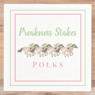 Watercolor Preakness Stakes Party Horse Racing Napkin