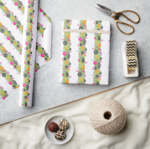 Watercolor Preppy Bright Glamour Christmas Garland Wrapping Paper