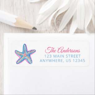 Watercolor Preppy Coastal Merry & Bright Return Address Label