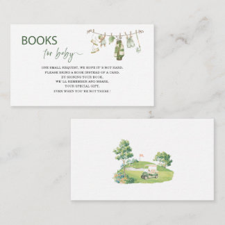 Watercolor Preppy Golf Boy baby shower books for Enclosure Card