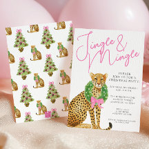 Watercolor Preppy Leopard Christmas Party