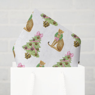 Watercolor Preppy Leopard Christmas Tree Tissue Paper