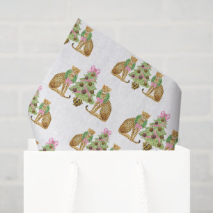 Watercolor Preppy Leopard Christmas Tree Tissue Paper