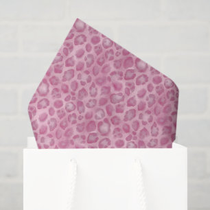 Watercolor Preppy Pink Leopard Print Tissue Paper