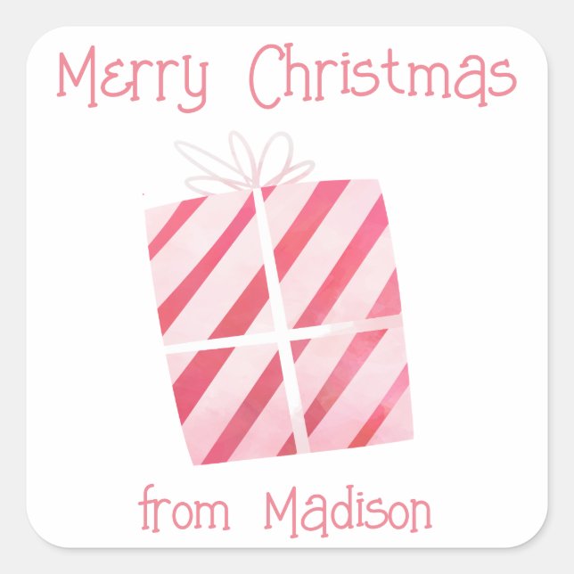 Watercolor Present Christmas Gift Stickers (Front)