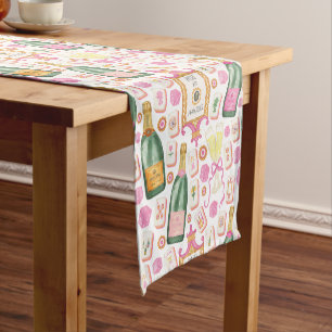 Watercolor Press for Mahjong Champagne Party Short Table Runner