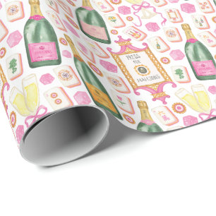 Watercolor Press for Mahjong Champagne Party Wrapping Paper