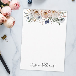 Watercolor Pretty Beige Blue Personalized Floral Card