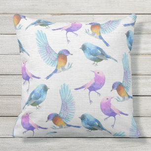 Watercolor Pretty Birds (1) Outdoor Cushion