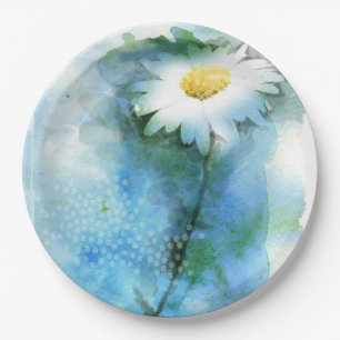 Watercolor Pretty Daisy - All Options Paper Plate