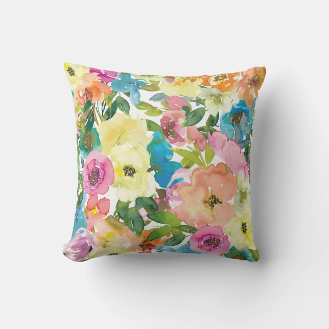 Watercolor Pretty Floral Cushion (Front)