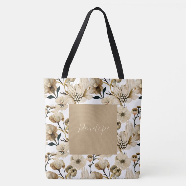 Watercolor Pretty Floral Tote Bag (Front)