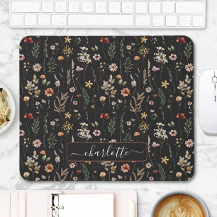 Watercolor Pretty Floral Wild flowers Pattern  Mouse Pad