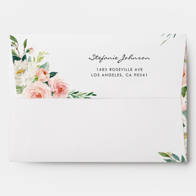 Watercolor Pretty Garden Flowers Personalised Envelope (Back (Top Flap))