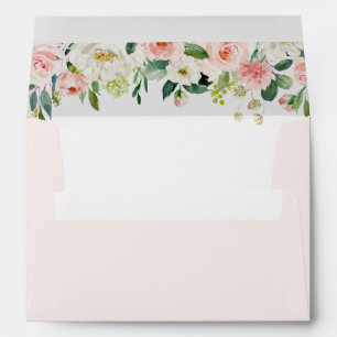 Watercolor Pretty Garden Flowers Personalised Pink Envelope