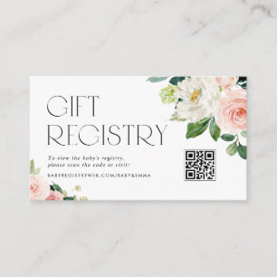 Watercolor Pretty Garden Flowers QR Code Registry Enclosure Card